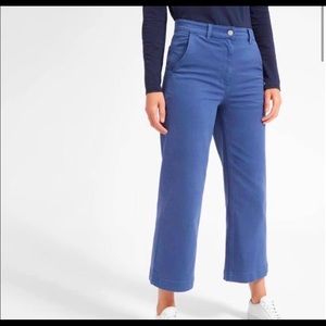 everlane wide-leg cropped pant in mid-blue